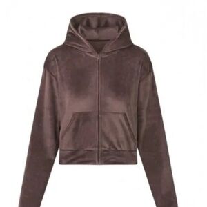 Skims Brown Hooded Zip-Up Jacket